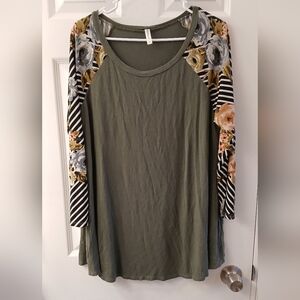 Emerald 2X Olive Green Knit Tee – Bold Sleeves, Effortless Style